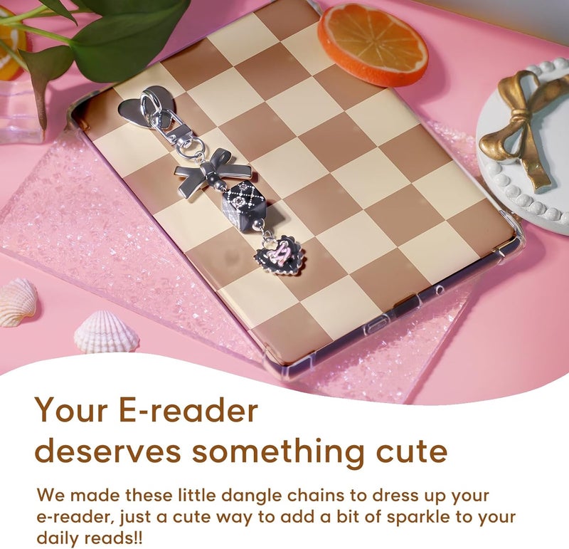 sunla Store Charm Chains for Kindle, Cute E-reader Phone Charm Bracelets Accessories Gift for Reader Booklovers Women for Kindle/Phone/Camera/Bag Decor - Image 3